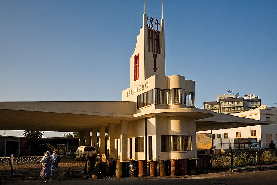 14   The Fiat Tagliero service station in Asmara. Designed by the italian architect Giuseppe Pettazzi, one example of fine modernist architecture